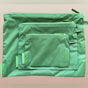 Calpak 3 Piece Classic Zip Pouch Set in Olive Green